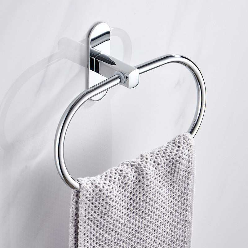 Stainless steel towel ring non-punching toilet bathroom bathroom hardware pendant round hand towel hanging ring towel rack