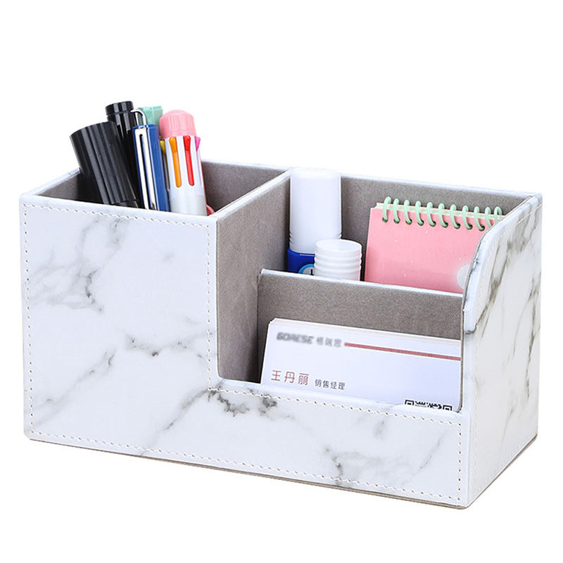 Creative Office Pen Holder ins High Value Leather Storage Holder Stylish and Simple Multifunctional Storage Box Desktop Gifts