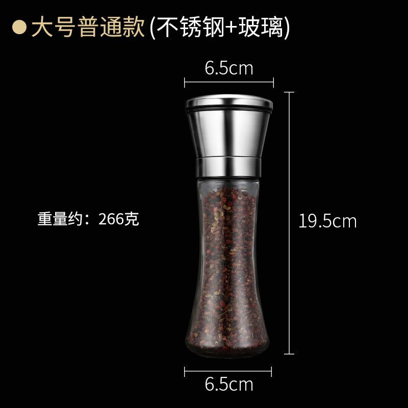 Ceramic 304 Stainless Steel Pepper Grinder Manual Glass Black Pepper Grinder Pepper Salt Coffee Seasoning Bottle