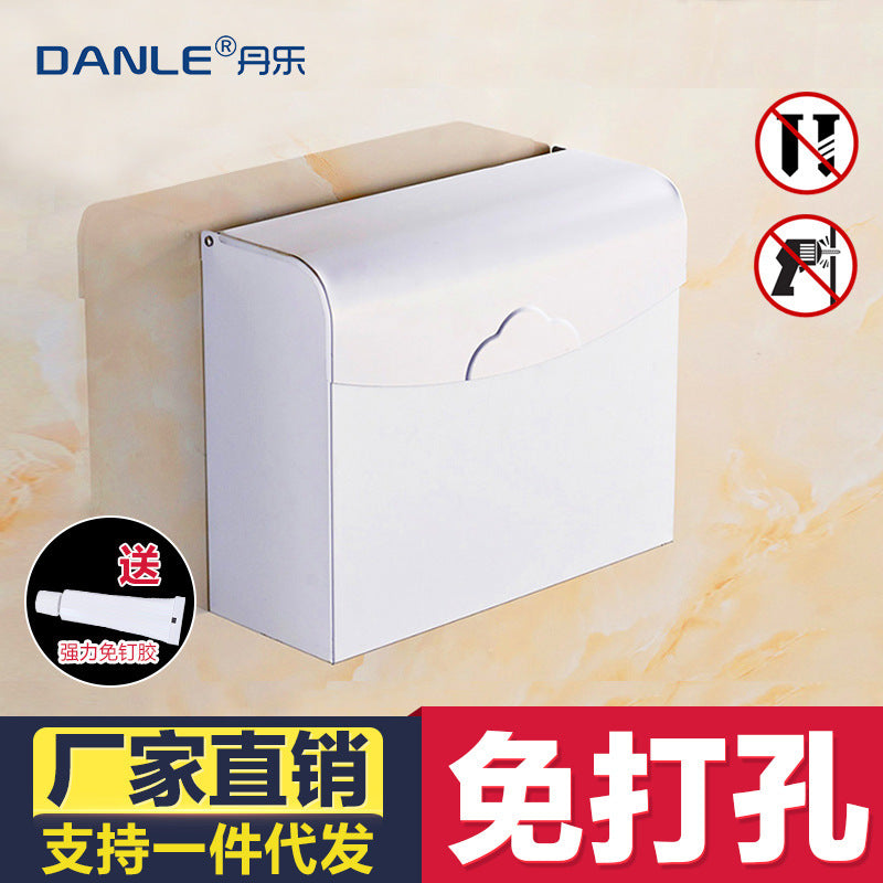 Paper towel holder, non-punching space aluminum, black bathroom, mobile phone rack, toilet, roll paper holder, toilet, hand wipe carton.