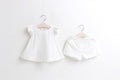 Summernew arrivalk-style fungus flying sleeves sleeveless pure colorsuitgirltwo-piece set children's clothing one piece dropshipping