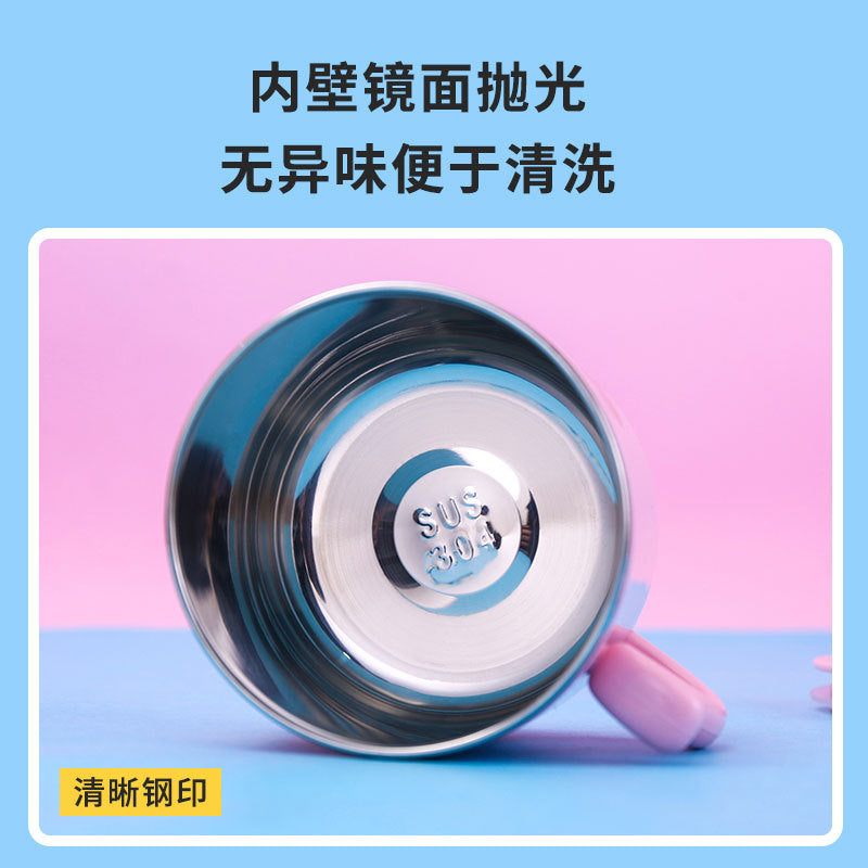 304 stainless steel kids' double-walled cup - milk sippy cup, cartoon design with lid, perfect for kindergarten, customizable with logo for gifts