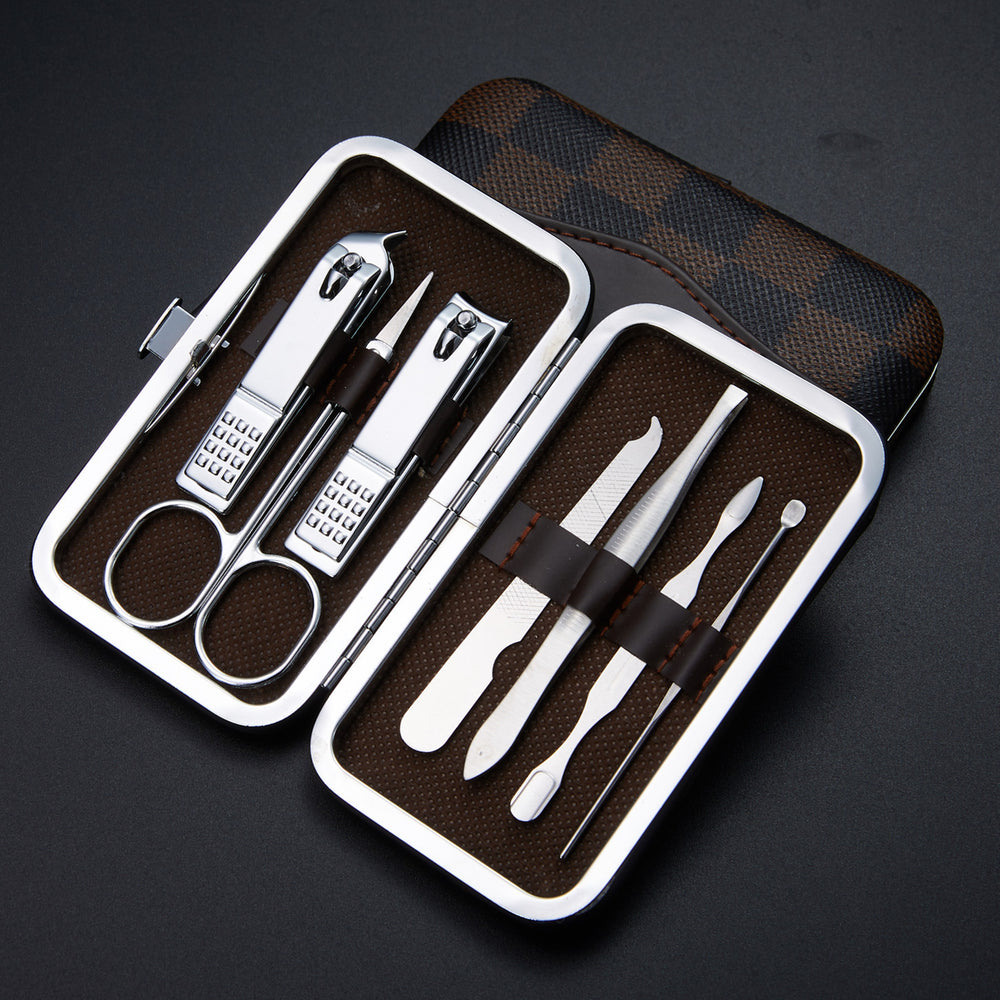7-piece manicure nail clipper set - beauty nail file tool kit for foot and hand care - includes nail clippers, cuticle nippers, and tweezers - customizable with logo