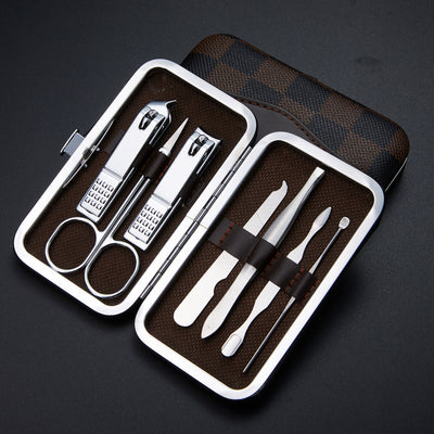 7-piece manicure nail clipper set - beauty nail file tool kit for foot and hand care - includes nail clippers, cuticle nippers, and tweezers - customizable with logo