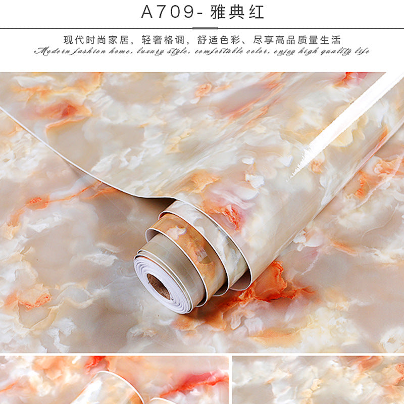 Cross-border marble wallpaper self-adhesive kitchen oil-proof sticker stove desktop waterproof tile wallpaper furniture renovation