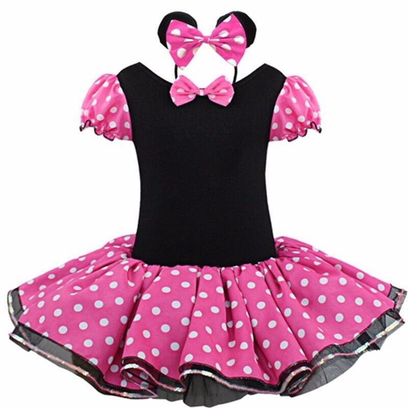 new girls' summer dance fashion polka dot european and american style mickey mouse mesh dress - dropshipping available