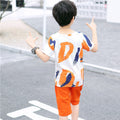 Boys' summer outfit  new collection: kids' summer short-sleeve two-piece set, korean style trendy for toddlers and young children
