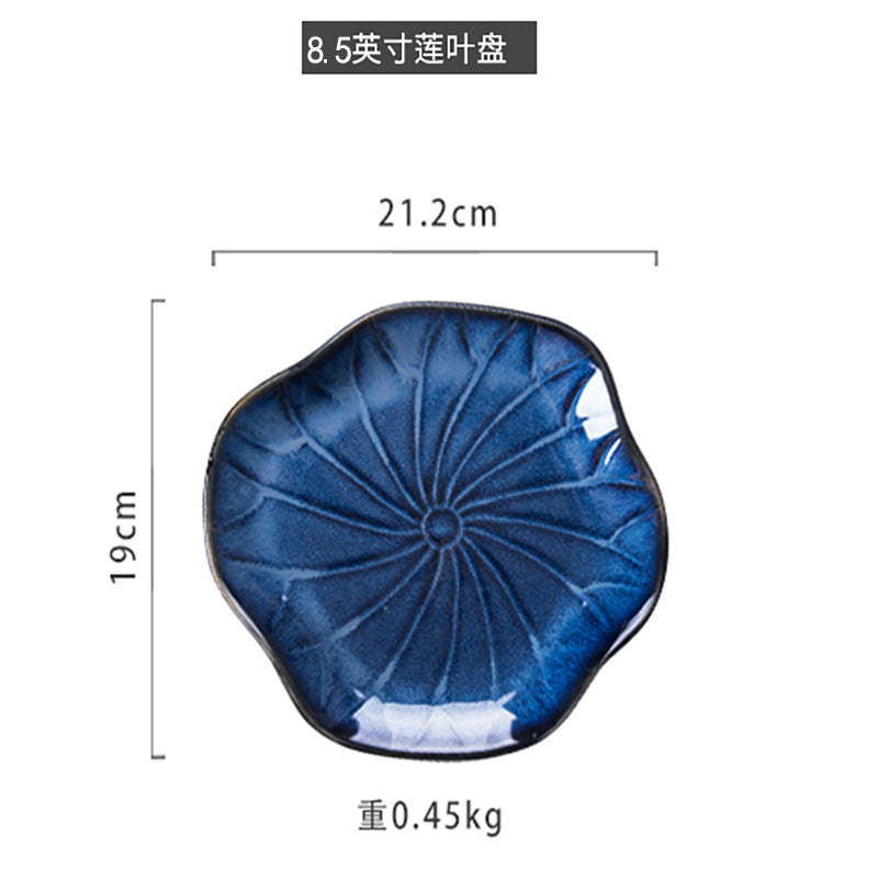 Ceramic kiln-turned western-style plates, japanese-style lotus leaf plates, fruit salad plates, creative for home plates, microwaveable