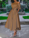 summer new cross-border e-commerce  european and american style women's one-shoulder tie-waist midi dress/midi skirt