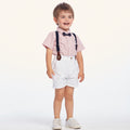 K-stylesummer children's clothing boys gentleman polka dot bow tie suit overalls two-piece setbabysuit k-style children's clothing