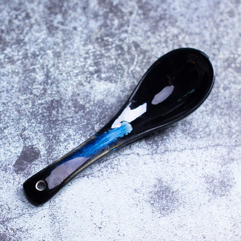 Japanese and korean ceramic hotel for home rice cooker spoon long handle kiln creative stylish small spoon spoon handle