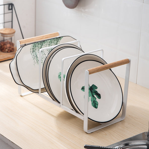 Japanese-style wrought iron rack, lid cutting board drain rack, three-grid bowl rack, kitchen storage supplies  wholesale
