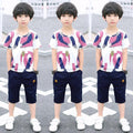 Boys' summer outfit  new collection: kids' summer short-sleeve two-piece set, korean style trendy for toddlers and young children