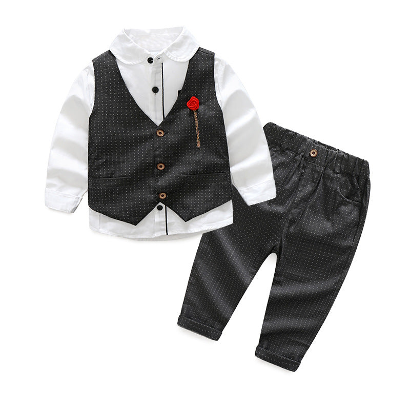 Boys' suit set: vest, long-sleeve shirt, gentleman style - perfect for birthdays, first birthdays, and wholesale. european and american style