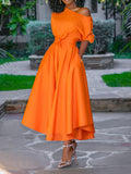 summer new cross-border e-commerce  european and american style women's one-shoulder tie-waist midi dress/midi skirt