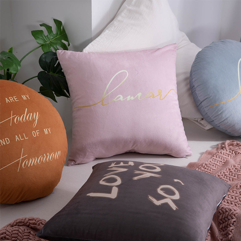 Scandinavian style casual pillow letter pure color round sofa bay window office waist protector home combination stuffed cushion