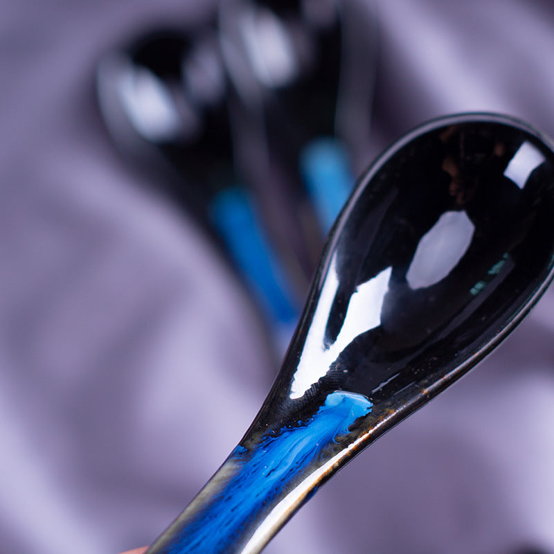 Japanese and korean ceramic hotel for home rice cooker spoon long handle kiln creative stylish small spoon spoon handle