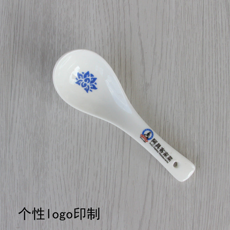 Pure white ceramic small spoon hotel restaurant spoon for home bone china spoon electric rice cooker spoon hotel same style spoon