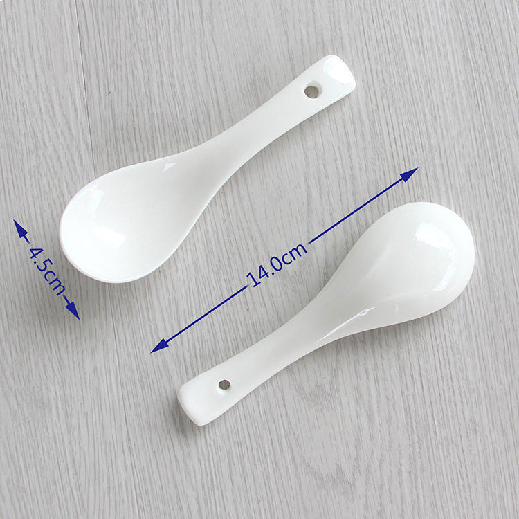 Pure white ceramic small spoon hotel restaurant spoon for home bone china spoon electric rice cooker spoon hotel same style spoon