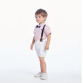 K-stylesummer children's clothing boys gentleman polka dot bow tie suit overalls two-piece setbabysuit k-style children's clothing