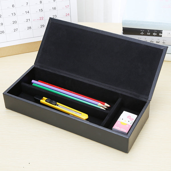 Modern simple business office pencil case large capacity stationery case desktop grid multi-function leather pencil case wholesale