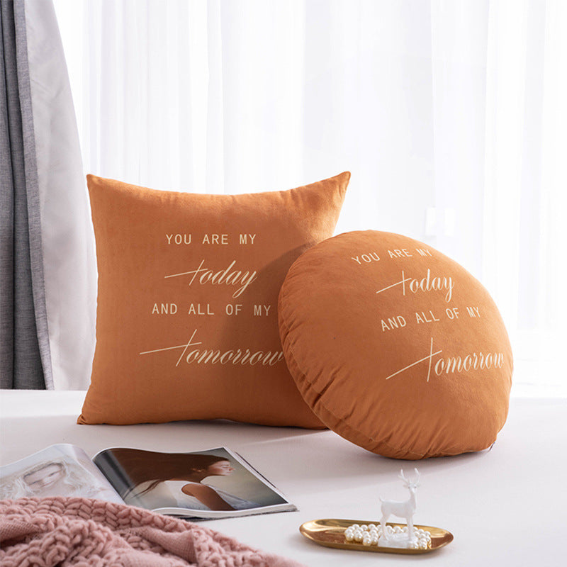 Scandinavian style casual pillow letter pure color round sofa bay window office waist protector home combination stuffed cushion