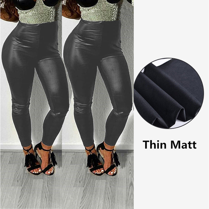 Ebay  best selling pu leather pants for women in stock cross-border hot selling high waist bottom pants for women plus size