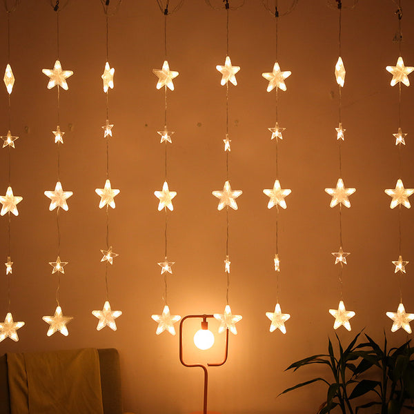Cross-border new star lights led light strings pentagram curtain lights christmas holiday lights wedding ins decorative lights