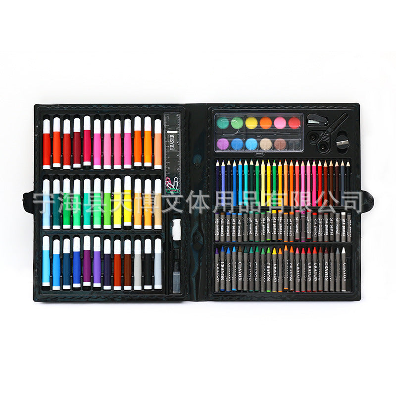 Customized 150 pieces large box watercolor pen crayon set logo pattern, stationery art brush children's painting set