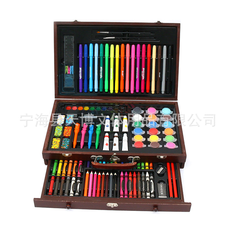 Crayon painting set 123 pieces, children's painting brushes art supplies stationery gift box, oil painting stick watercolor pen wholesale