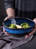 Creative kiln-turned ceramic special-shaped bowl, large bowl, fruit bowl, dessert bowl, vegetable salad soup bowl, noodle bowl, rice bowl, hotel