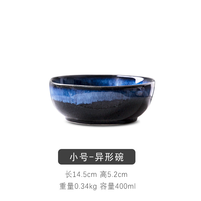 Creative kiln-turned ceramic special-shaped bowl, large bowl, fruit bowl, dessert bowl, vegetable salad soup bowl, noodle bowl, rice bowl, hotel