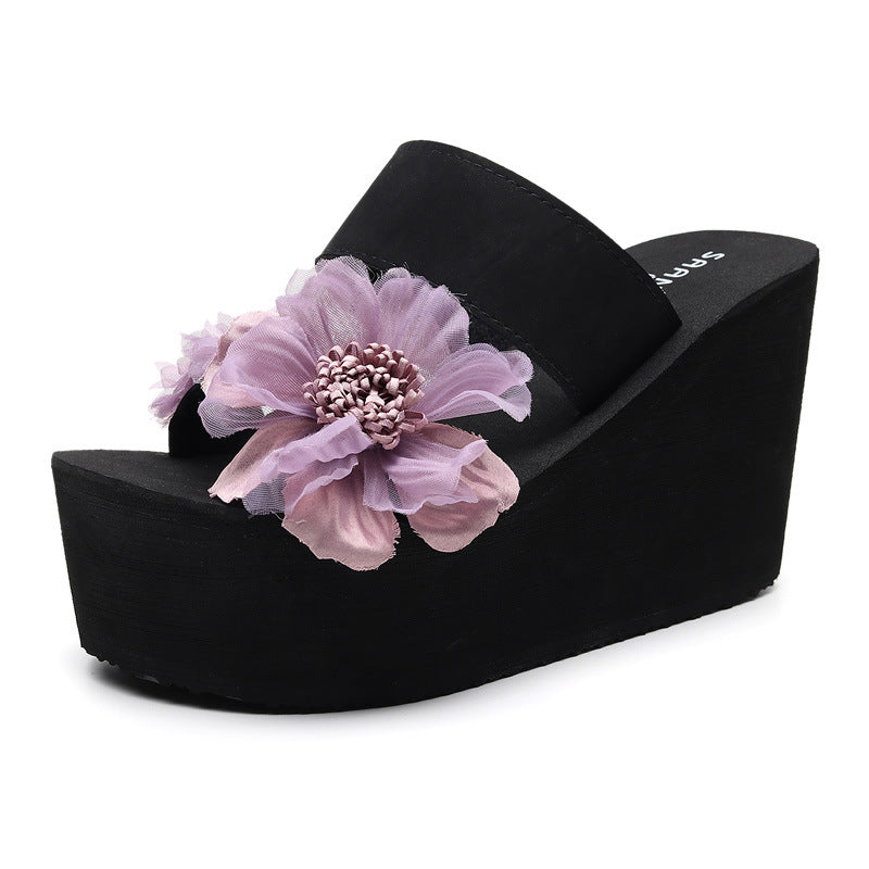 2025 beach vacation sweet thong sandals - summer travel non-slip high heel outdoor beach slippers for women