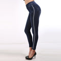 Ebay autumbest selling imitation denimhigh waist bottom pants for women cottonfashion side polka dot nine-point pants