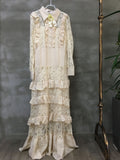 supply fashionlace shirt collar long sleeves fungus patchwork multi-layer cake long skirt matching brooch long skirt
