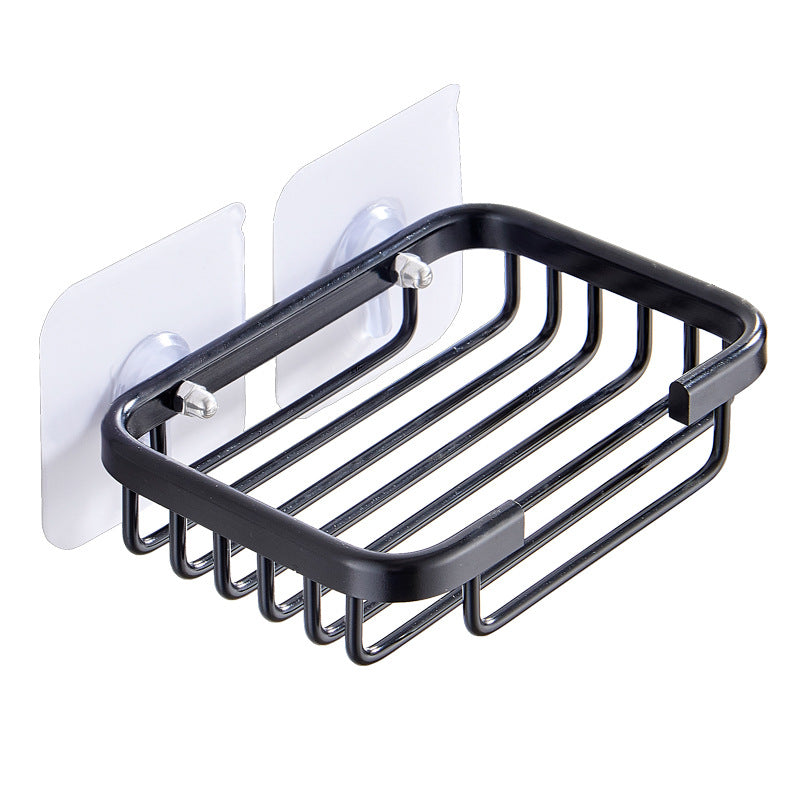 Soap Box No Punching Space Aluminum Soap Box Soap Basket Soap Holder Drain Suction Cup Wall Hanging Storage Bathroom Soap Rack