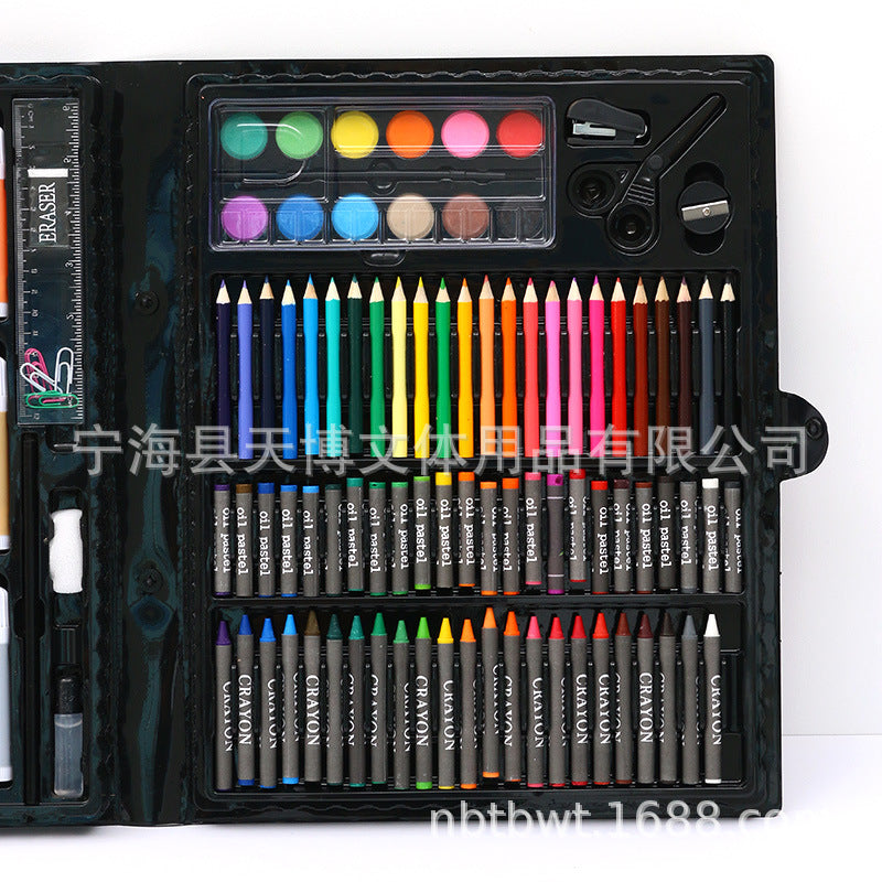 150 pieces watercolor pen painting set, art stationery, crayon oil painting stick gift box, children's painting pen set wholesale