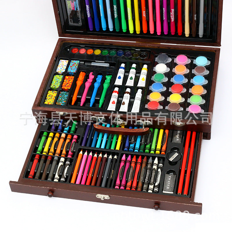 Crayon painting set 123 pieces, children's painting brushes art supplies stationery gift box, oil painting stick watercolor pen wholesale