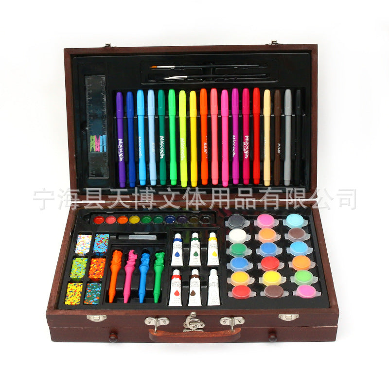 Crayon painting set 123 pieces, children's painting brushes art supplies stationery gift box, oil painting stick watercolor pen wholesale