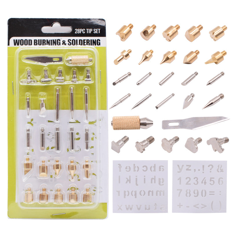 28-Piece set of engraving soldering iron head, heat transfer tool, soldering head DIY engraving tool, electric soldering iron head set wholesale