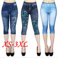 Wish  best selling imitation denim bottom pants women's cross-border women's clothing hot selling printing all-in-one pants