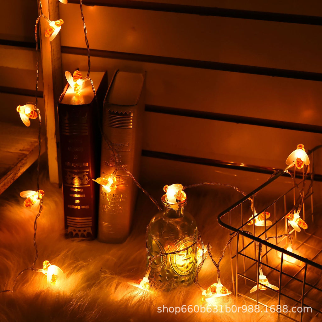 LED little bee light string Christmas battery box light string lawn garden garden simulation bee decorative light string