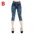 Wish  best selling imitation denim bottom pants women's cross-border women's clothing hot selling printing all-in-one pants