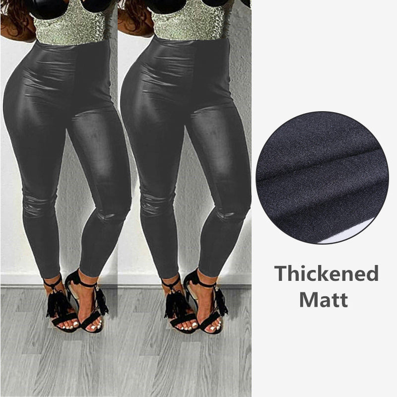 Ebay  best selling pu leather pants for women in stock cross-border hot selling high waist bottom pants for women plus size