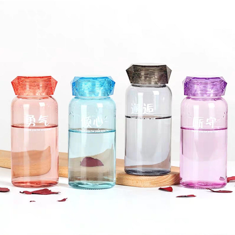 Diamond cup iridescent glass water cup creative popular round gift cup logo printing advertising cup cold drink customization