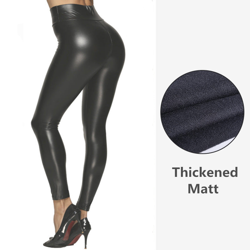 Amazon women's pu leather pants - cross-border bestseller -  leggings - high-waisted cropped pencil pants
