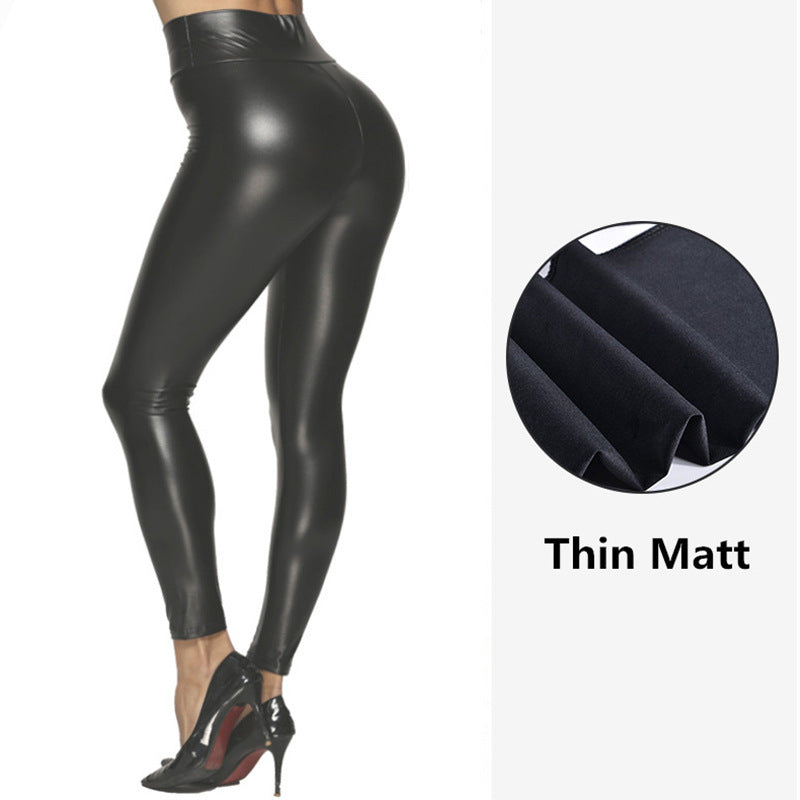 Amazon women's pu leather pants - cross-border bestseller -  leggings - high-waisted cropped pencil pants