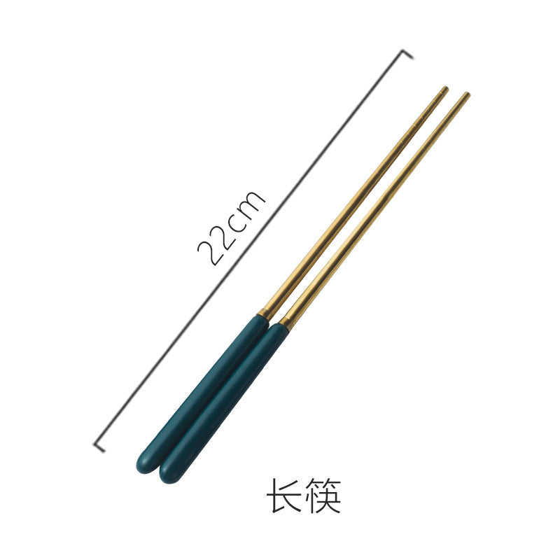 Nordic creative ceramic fruit fork coffee spoon stainless steel cutlery mooncake knife fork dark green steak knife fork spoon