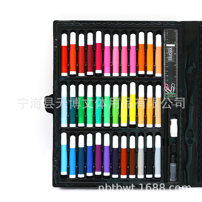 Customized 150 pieces large box watercolor pen crayon set logo pattern, stationery art brush children's painting set