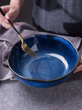 Creative kiln-turned ceramic special-shaped bowl, large bowl, fruit bowl, dessert bowl, vegetable salad soup bowl, noodle bowl, rice bowl, hotel